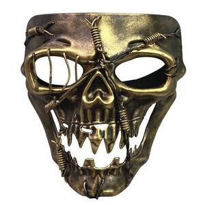 KBW‎ Skull Mask Gold Steampunk Barbed Wire Cosplay Halloween Costume